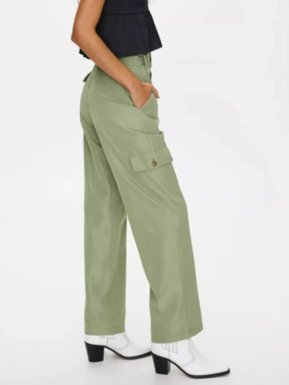 Aritzia Little Moon Twilight Pants High Rise Belted Cargo Sage Frost Size 2